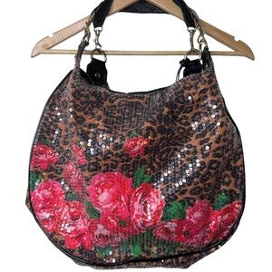 BETSEYVILLE Sequin Women’s Handbag Purse Tote Floral Rose Leopard Animal Print